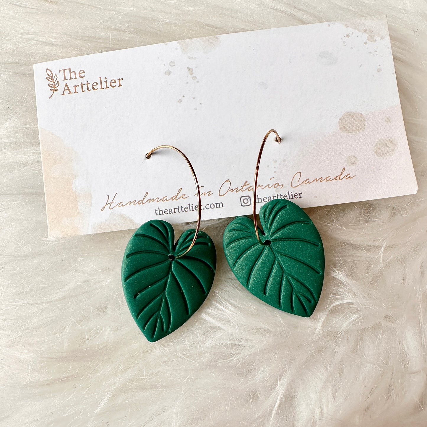 Clay Monstera Dangling Earrings