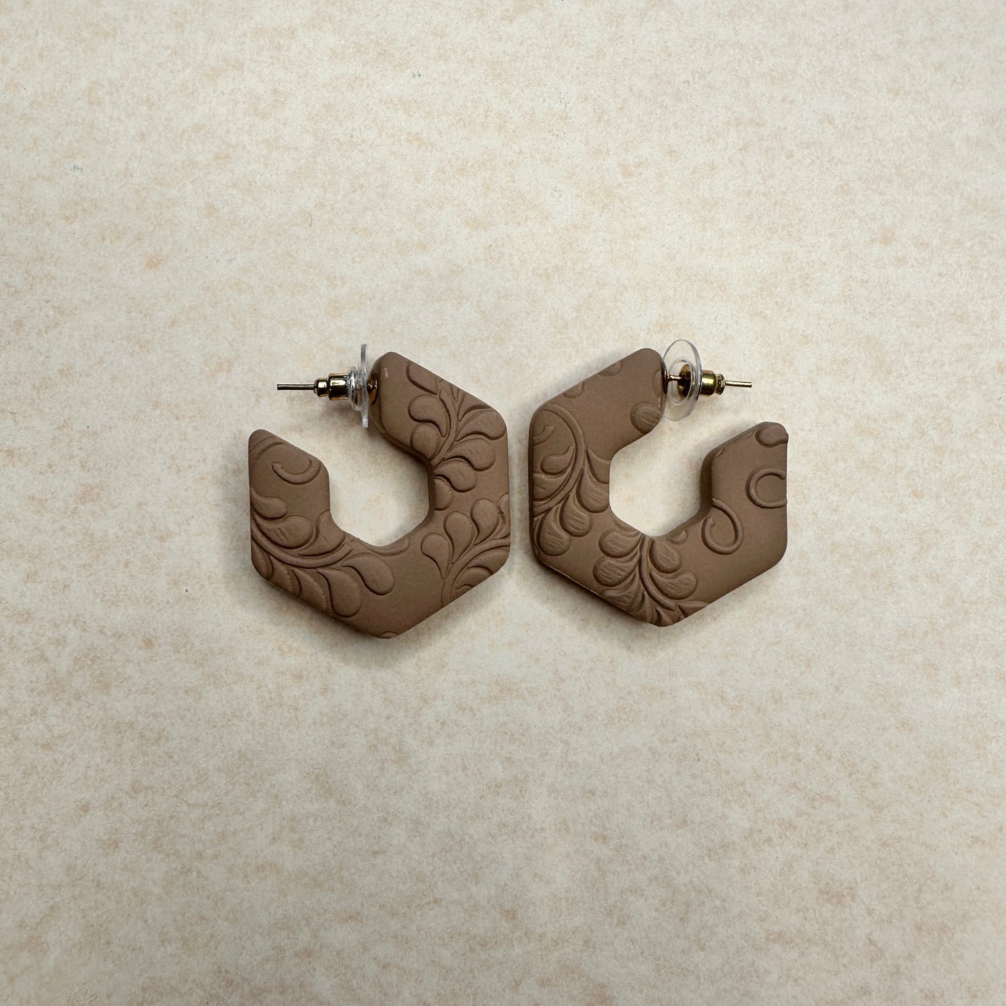 Hoops - Hexagon | Handmade Polymer Clay | Earrings