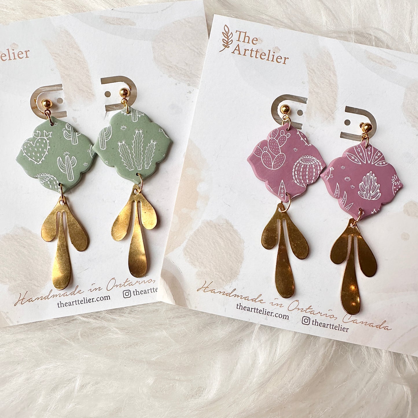 Clay Succulent Dangling Earrings