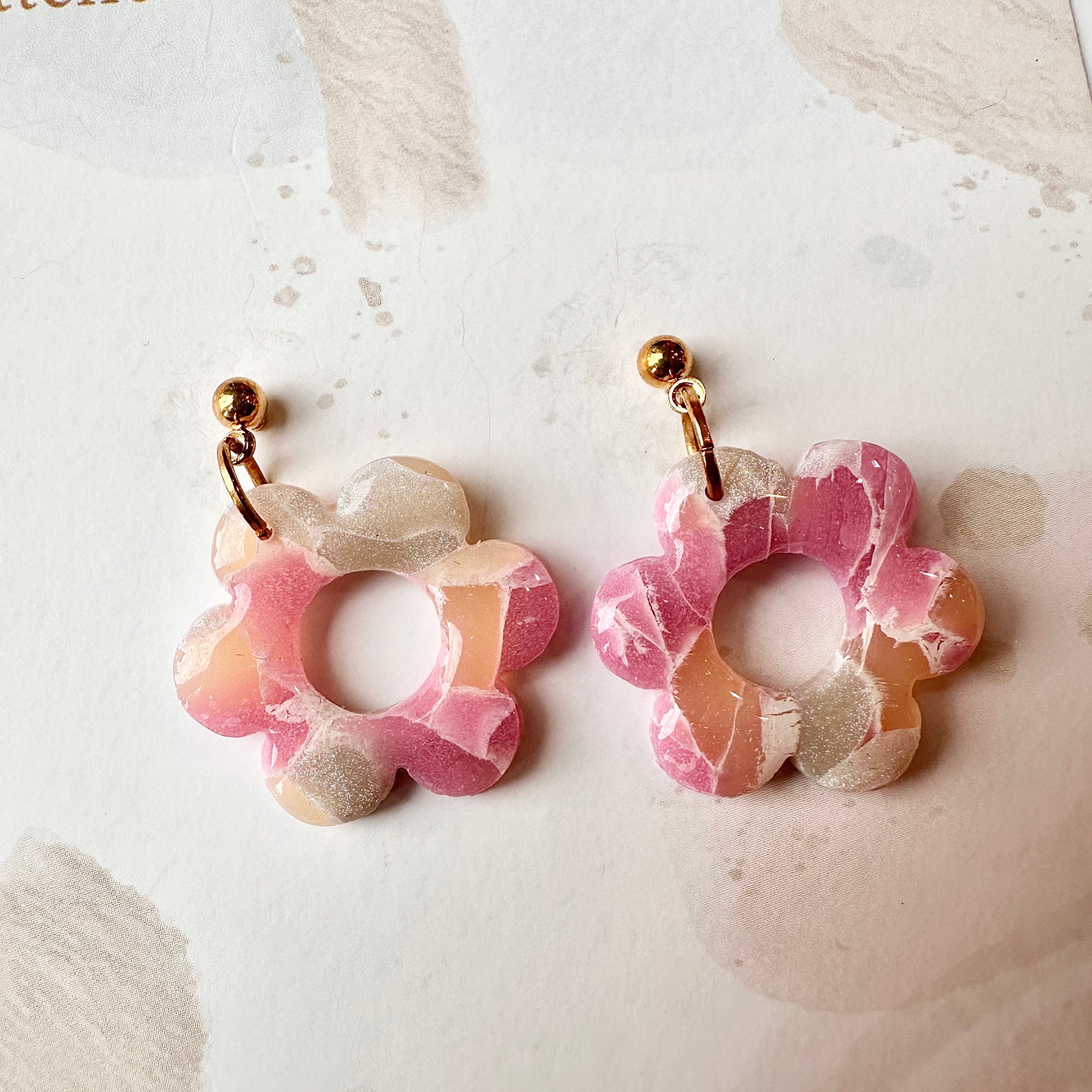 Clay & Resin Flower Dangling Earrings