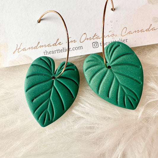 Clay Monstera Dangling Earrings