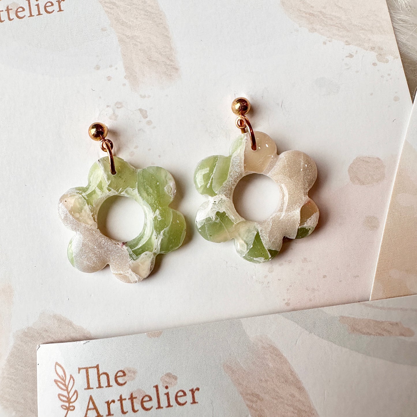 Clay & Resin Flower Dangling Earrings