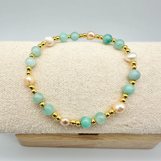 MINT ANGELITE & PHILIPPINE PEARLS (A) | HANDMADE GEMSTONE BRACELET