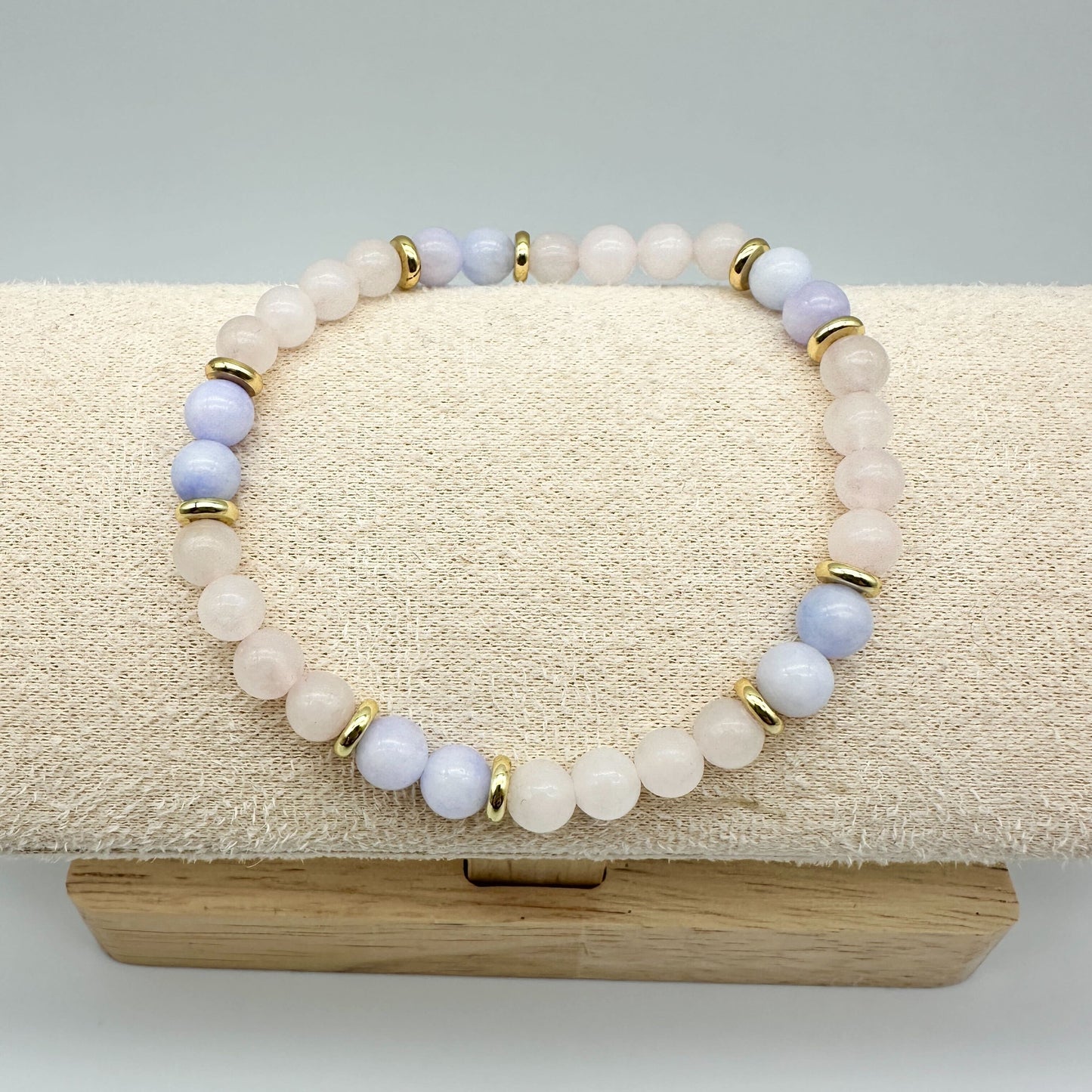 PURPLE MORGANITE & ROSE QUARTZ| HANDMADE GEMSTONE BRACELET