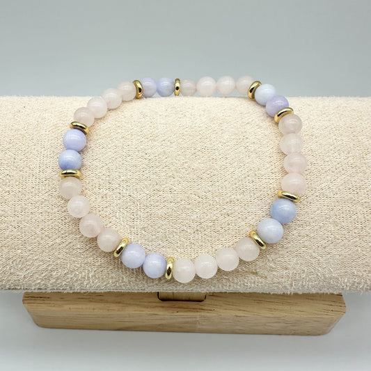 PURPLE MORGANITE & ROSE QUARTZ| HANDMADE GEMSTONE BRACELET