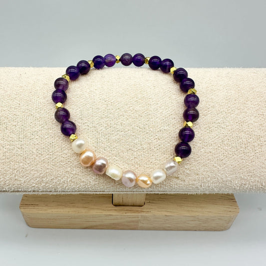 AMETHYST & PHILIPPINE PEARLS | HANDMADE GEMSTONE BRACELET