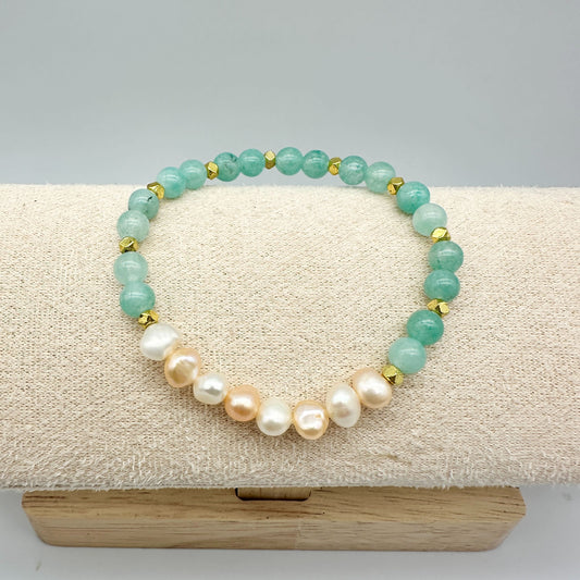 MINT ANGELITA & PHILIPPINE PEARLS (B) | HANDMADE GEMSTONE BRACELET