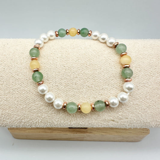 GREEN + YELLOW JADE & PHILIPPINE PEARLS | HANDMADE GEMSTONE BRACELET